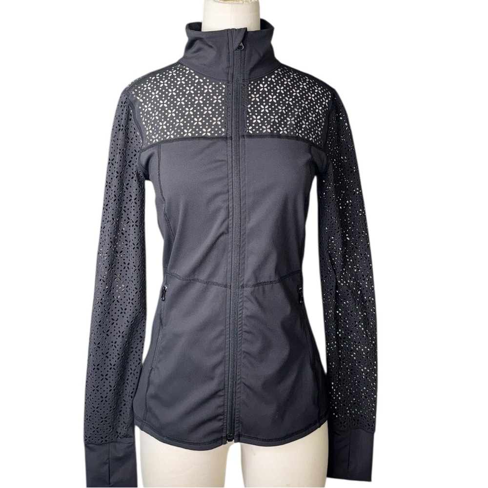 Carbon38 Black Mesh Sleeve Sweater - Picture 3 of 8